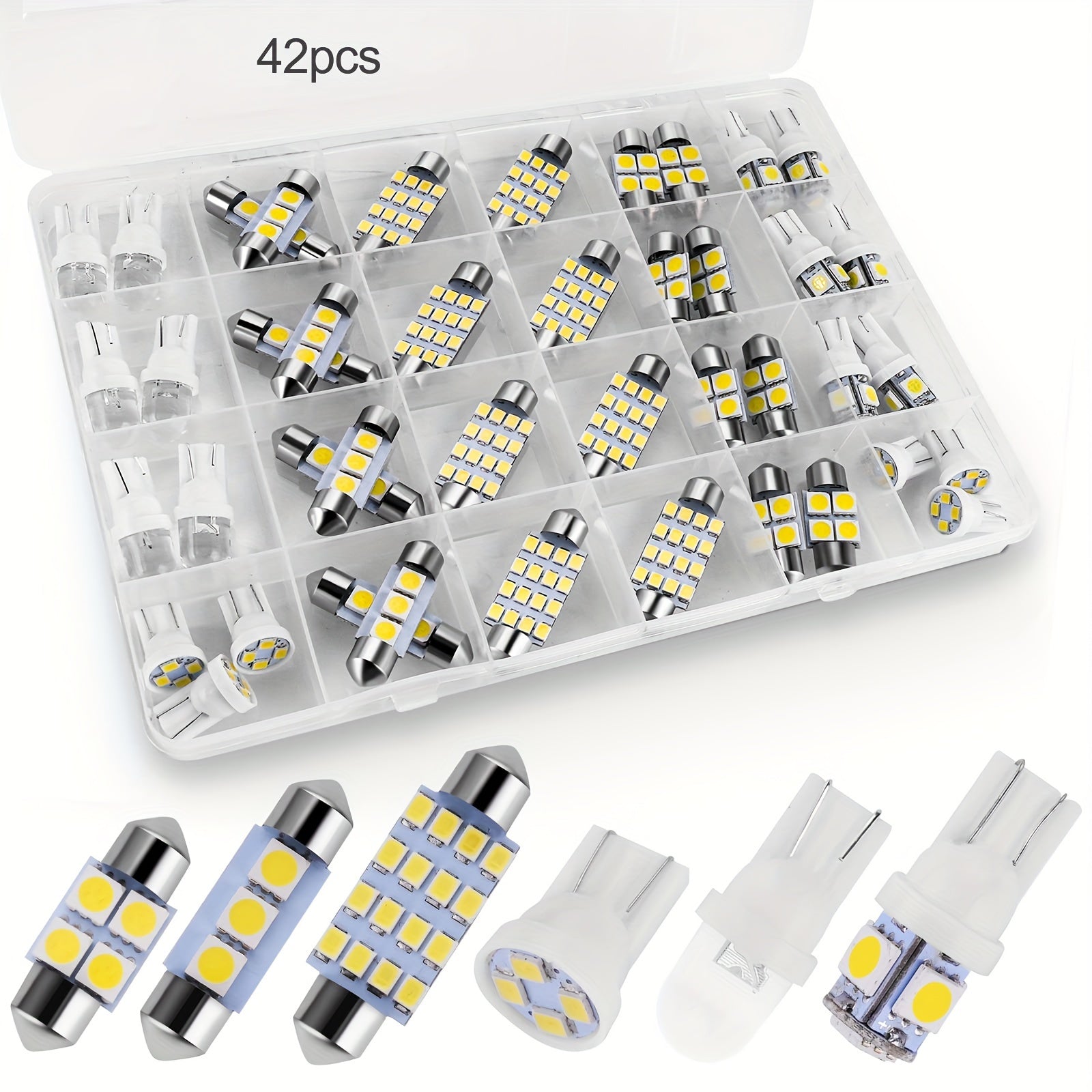 42pcs LED Car Interior Light Kit 12V Hardwired No Battery Required