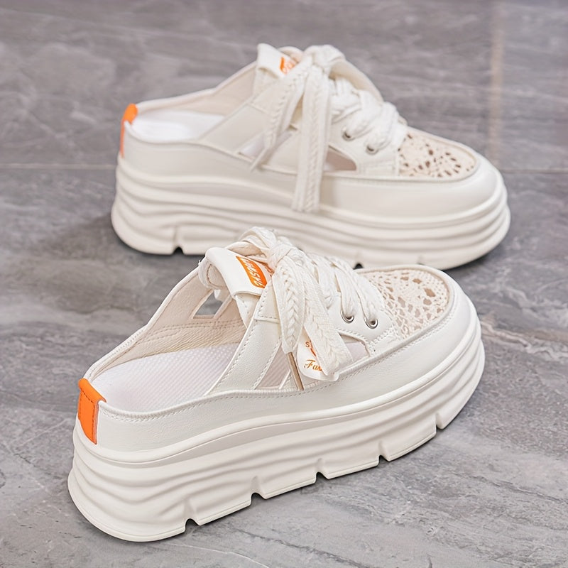 Women's Flat Sandals White Beige Hollow Out Breathable Casual Shoes