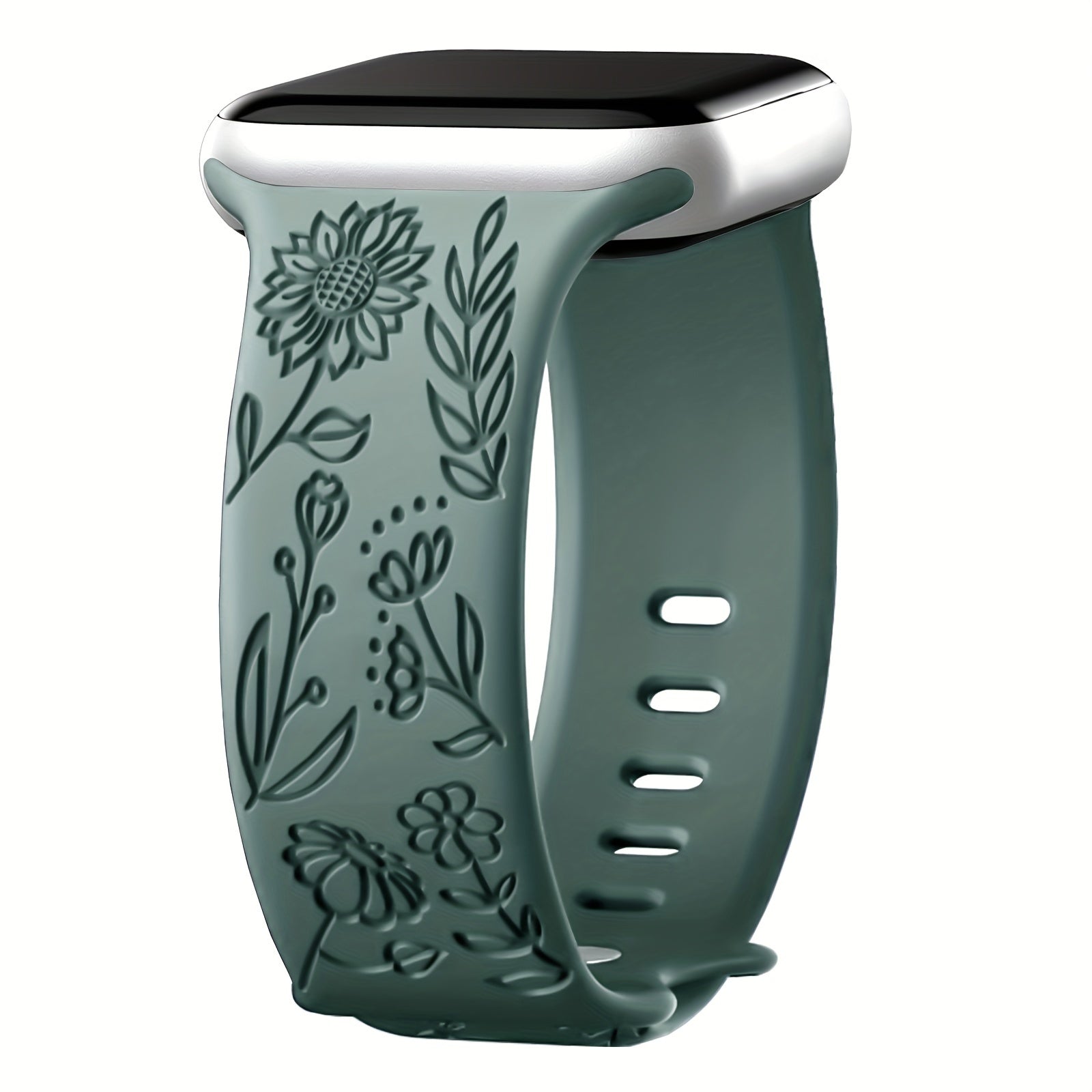 Women's Floral Silicone Apple Watch Band Compatible with Series 1-9 and Ultra