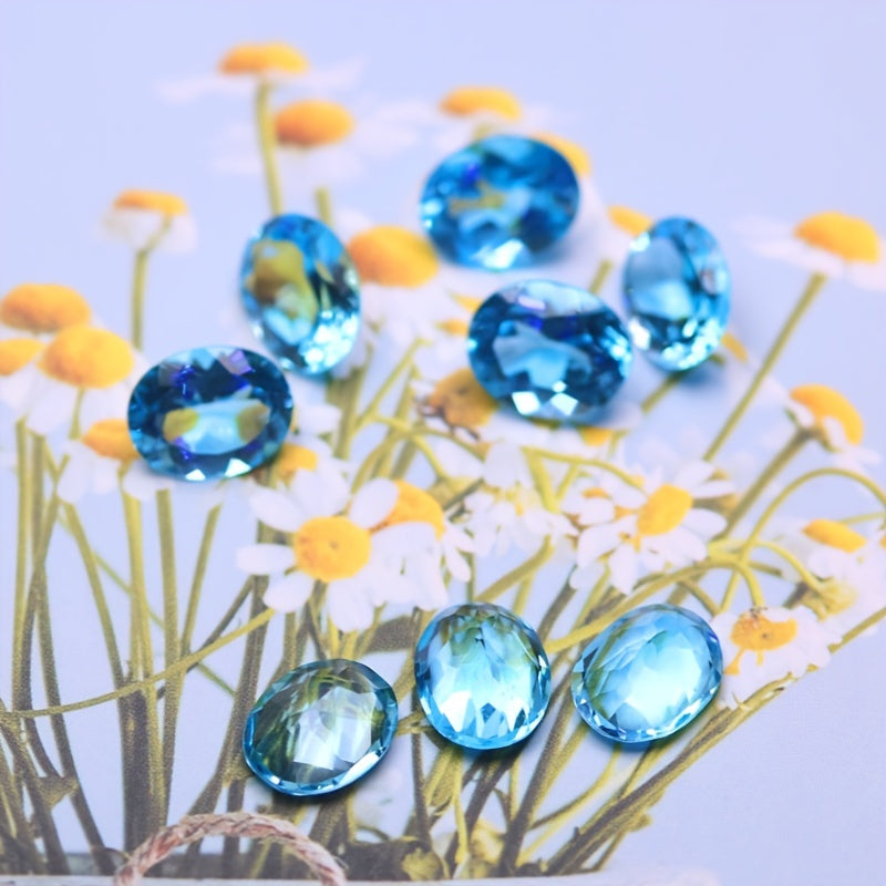 Кольцо в форме яйца с голубым топазом и розовым топазом с кристально чистыми драгоценными камнями