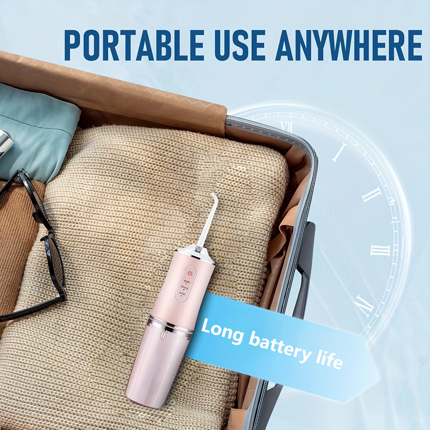 Portable Cordless Water Flosser for Teeth Cleaning with 3 Modes and 4 Nozzles