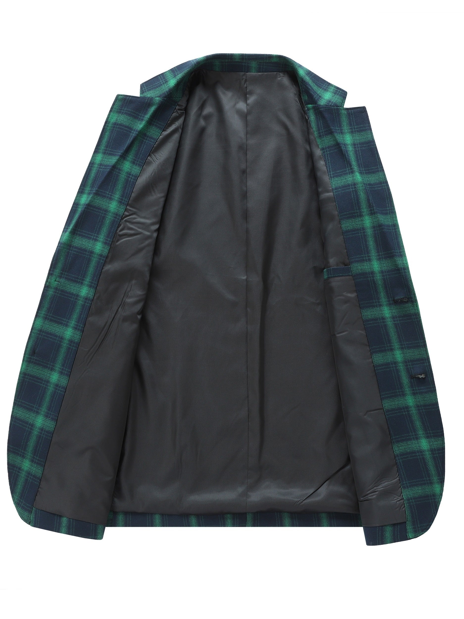 Men's Plus Size Summer Blazer Casual Plaid Long Sleeve Polyester Suit Jacket