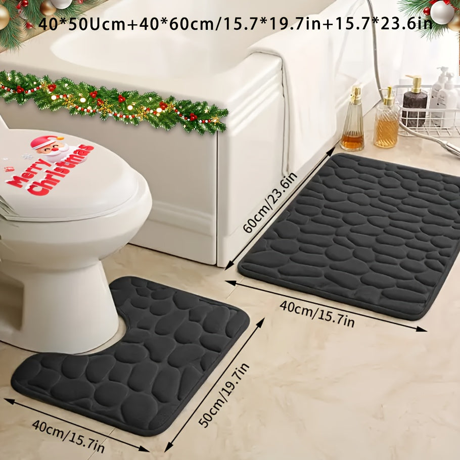 Conjunto de alfombrillas de espuma viscoelástica para baño con respaldo antideslizante y tapete absorbente para ducha, bañera y lavandería