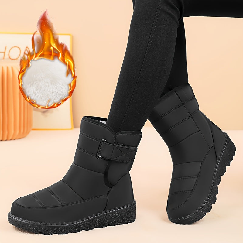 Women's Winter Snow Boots Faux Fur Lined Black Casual Waterproof