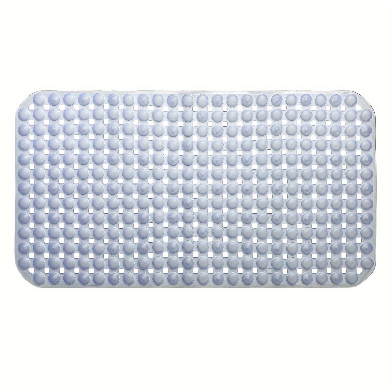 Alfombra antideslizante para bañera de PVC gris claro con ventosas y orificios de drenaje