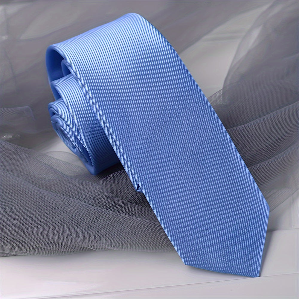 Men's Narrow Silk Tie 6cm Single-Color 1200 Stitches for Formal Occasions