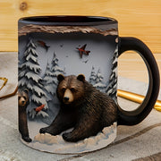 Black Snowy Bear UV DTF Decal for 11oz Mugs and Glassware Waterproof Scratch Resistant Oil Resistant