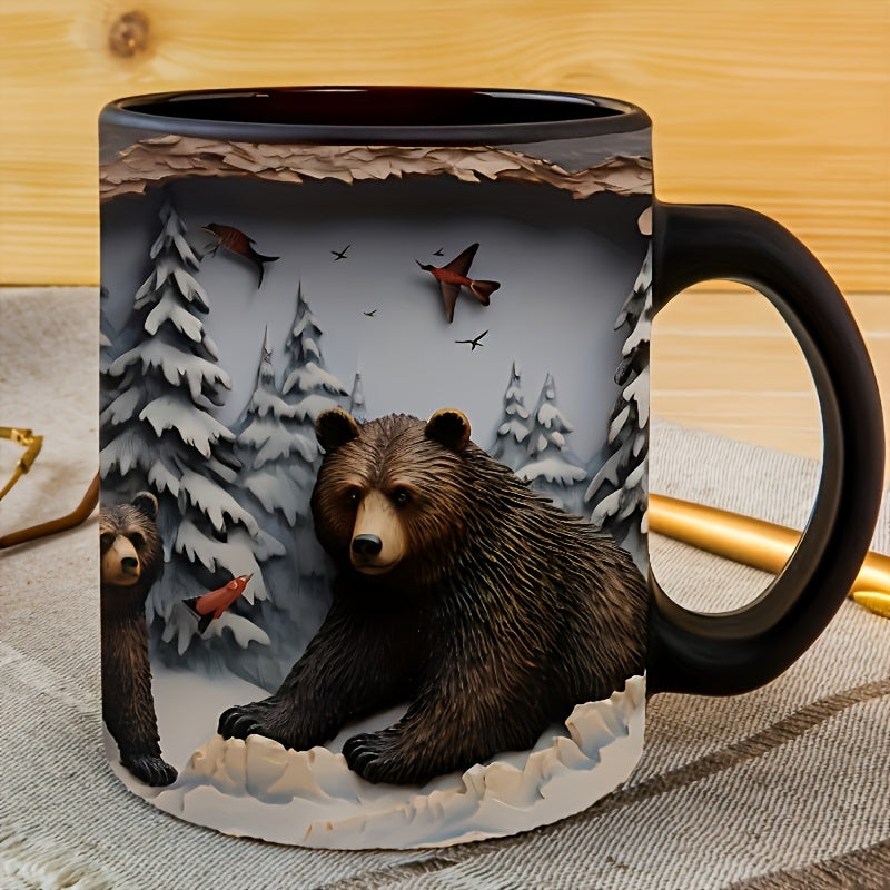 Black Snowy Bear UV DTF Decal for 11oz Mugs and Glassware Waterproof Scratch Resistant Oil Resistant