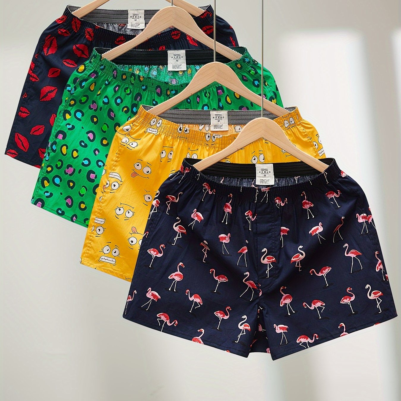 Men's Cotton Boxer Briefs 4 Pack Breathable Comfortable Casual Sports Lounge