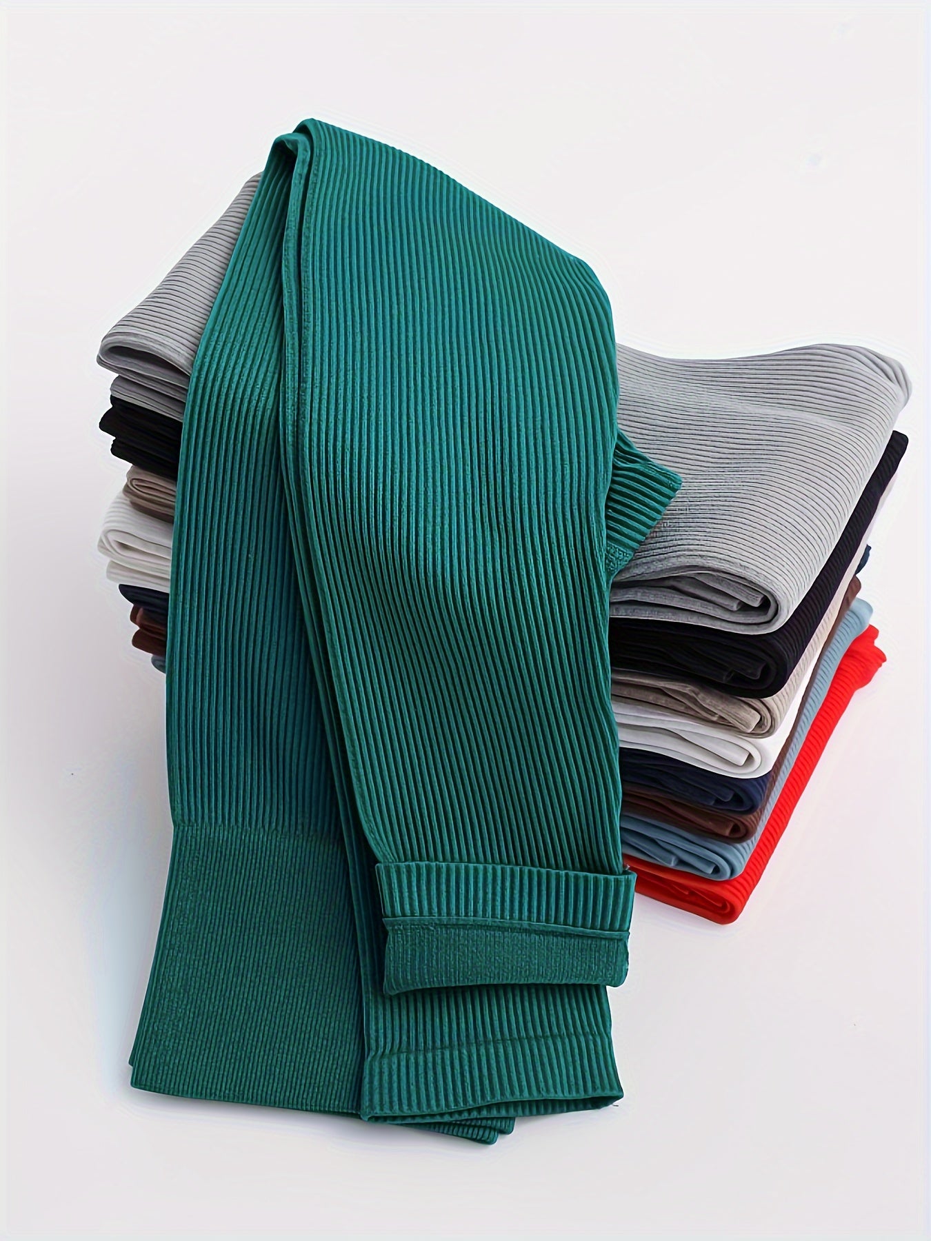 Women's Solid Color Wideband Waist Yoga Leggings Breathable Tummy Control High Stretch