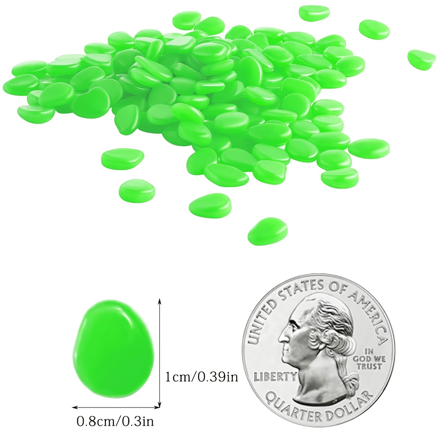 Glow in the Dark Plastic Garden Pebbles for Yard Walkways Aquarium Decor 0.76cm-0.99cm