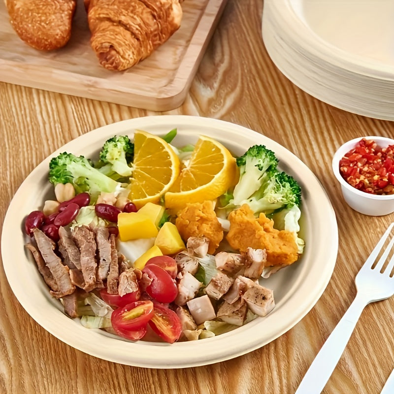 Disposable Plates Pack of 100 7/9 Inch Biodegradable Wheat Straw for Parties and Camping