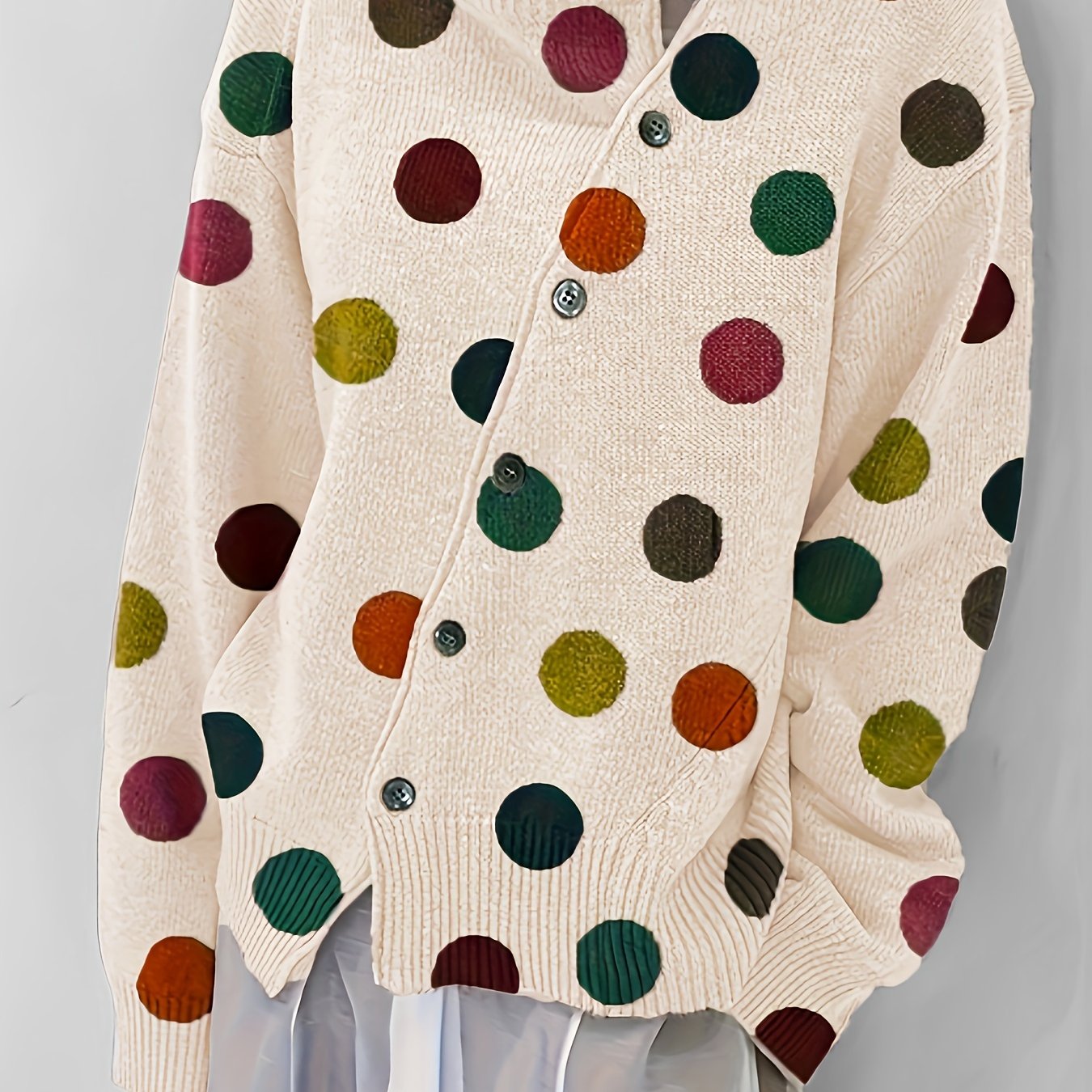 Ayollar uchun katta o'lchamli kruj neck pullover sviter rang blokli to'qilgan polyester