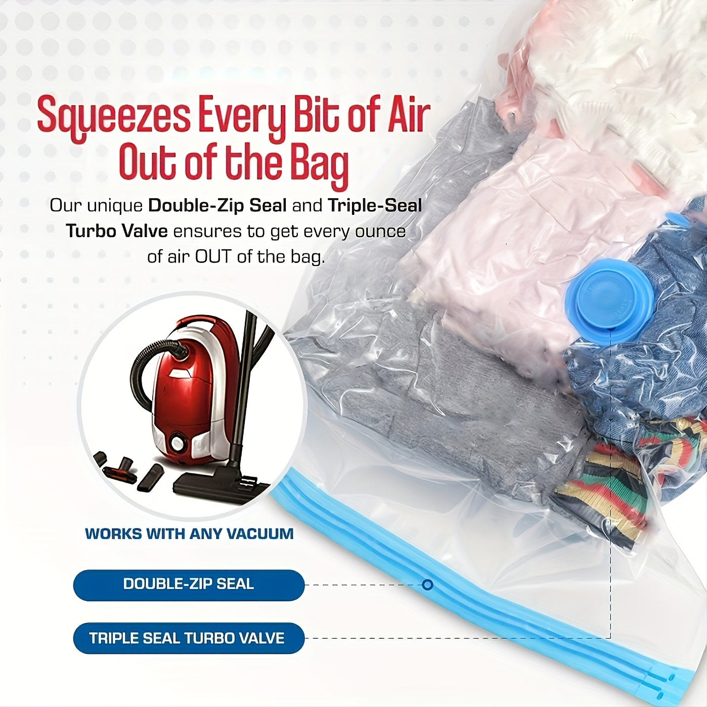 Juego de 4 bolsas de almacenamiento al vacío de plástico transparente grande para organización de armario 101.6cm x 76.2cm