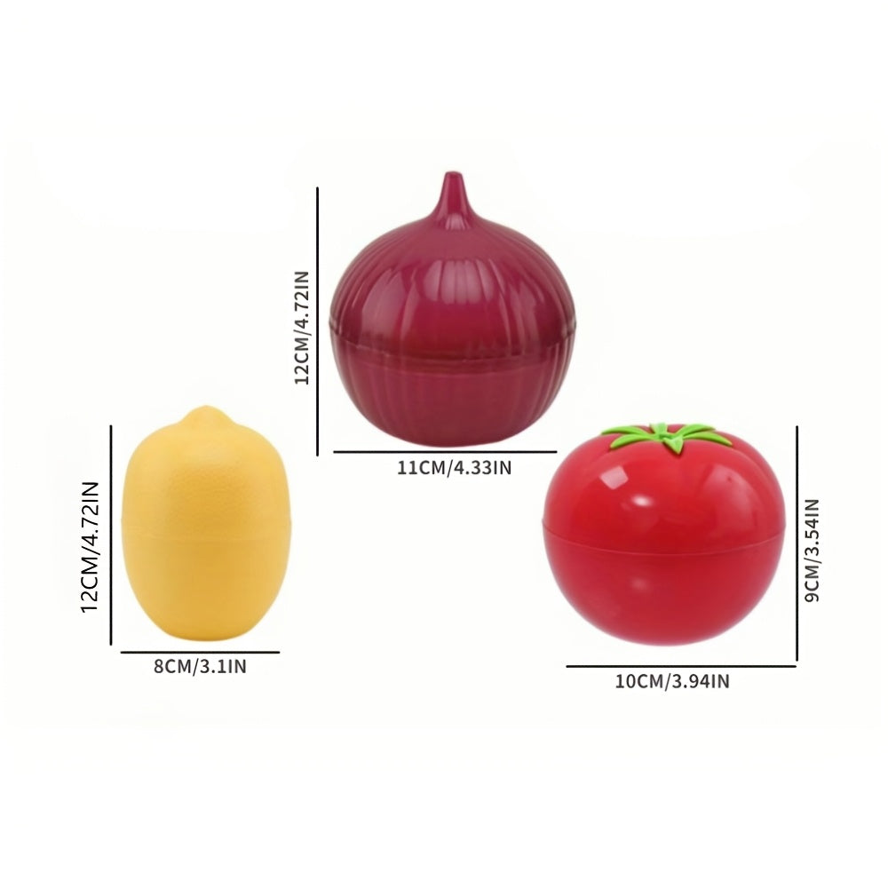 Set of 3 Reusable Plastic Food Storage Containers with Flip-Top Lids for Fruits and Vegetables