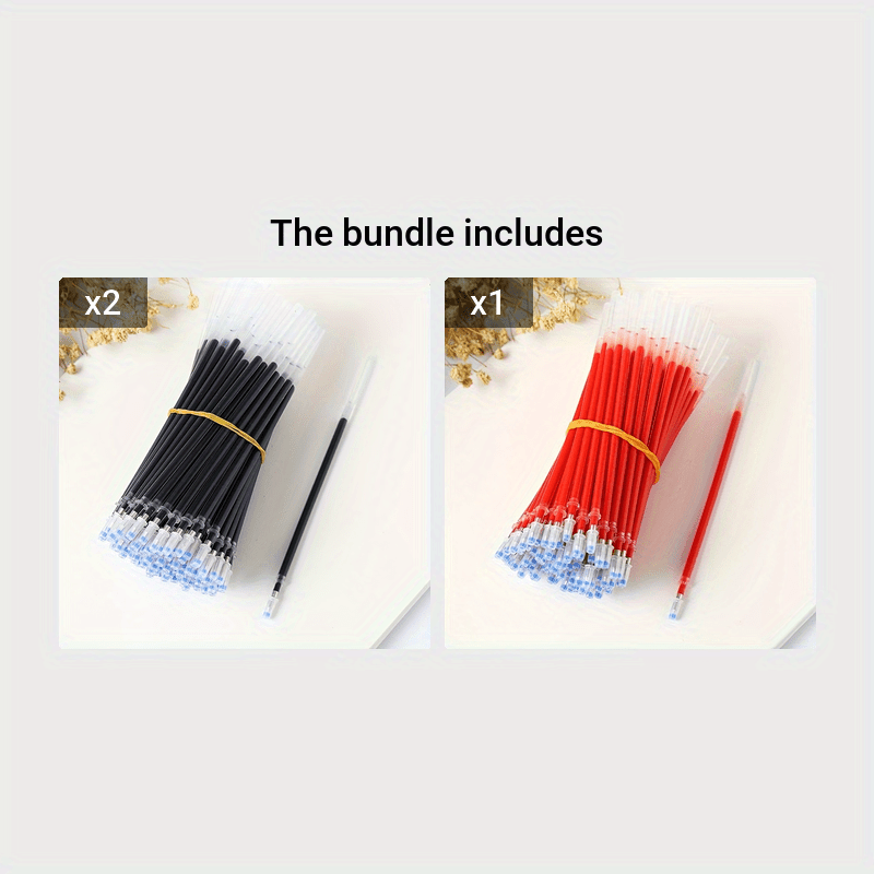 100pcs Gel Pen Refills 0.5mm in Red Blue Black Ink for Office School Supplies