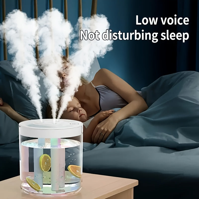 Large Capacity Ultrasonic Humidifier with 3-Speed USB C Quiet Operation Real-Time Humidity Sensor