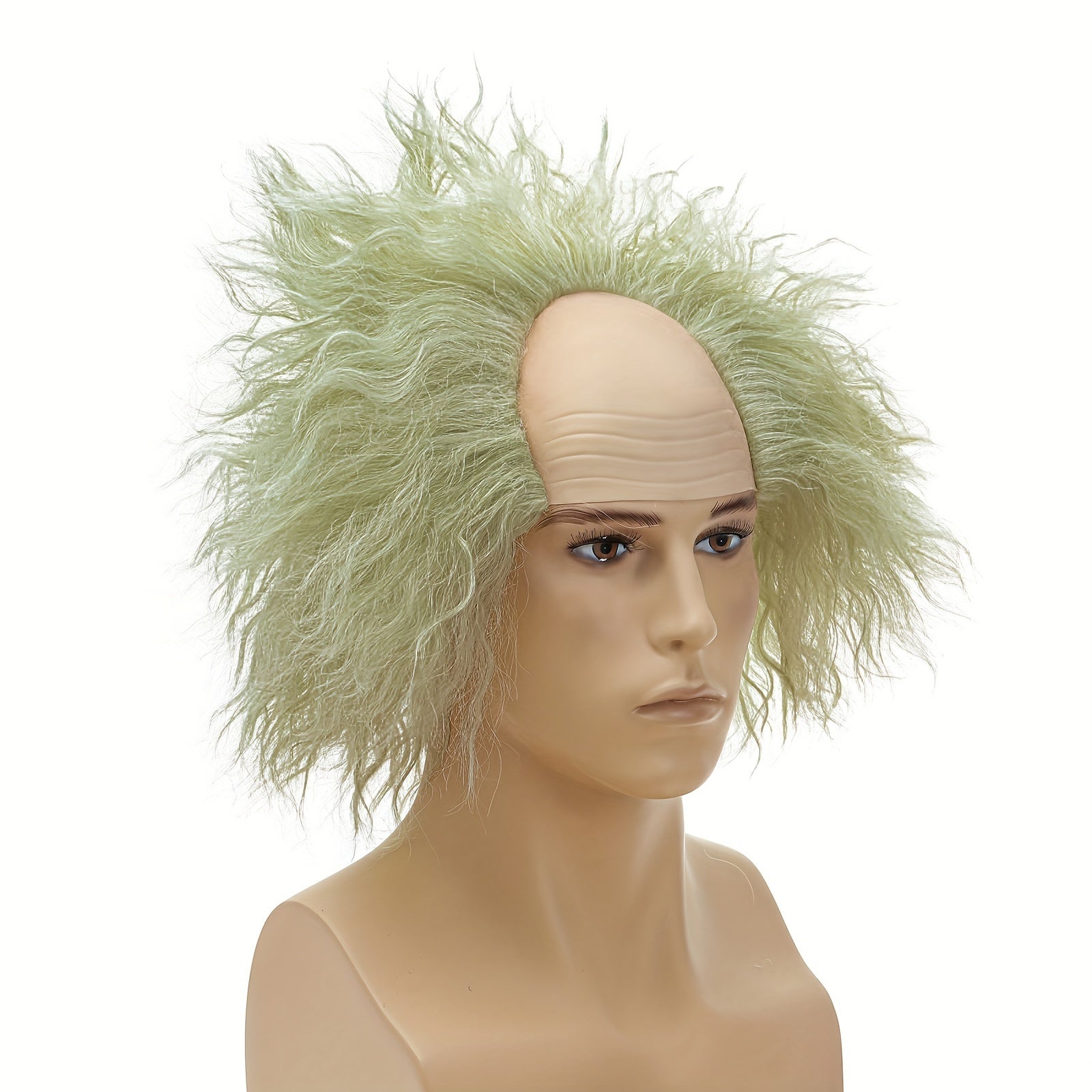 Green Curly Fiber Wig for Halloween Cosplay Costume Accessory