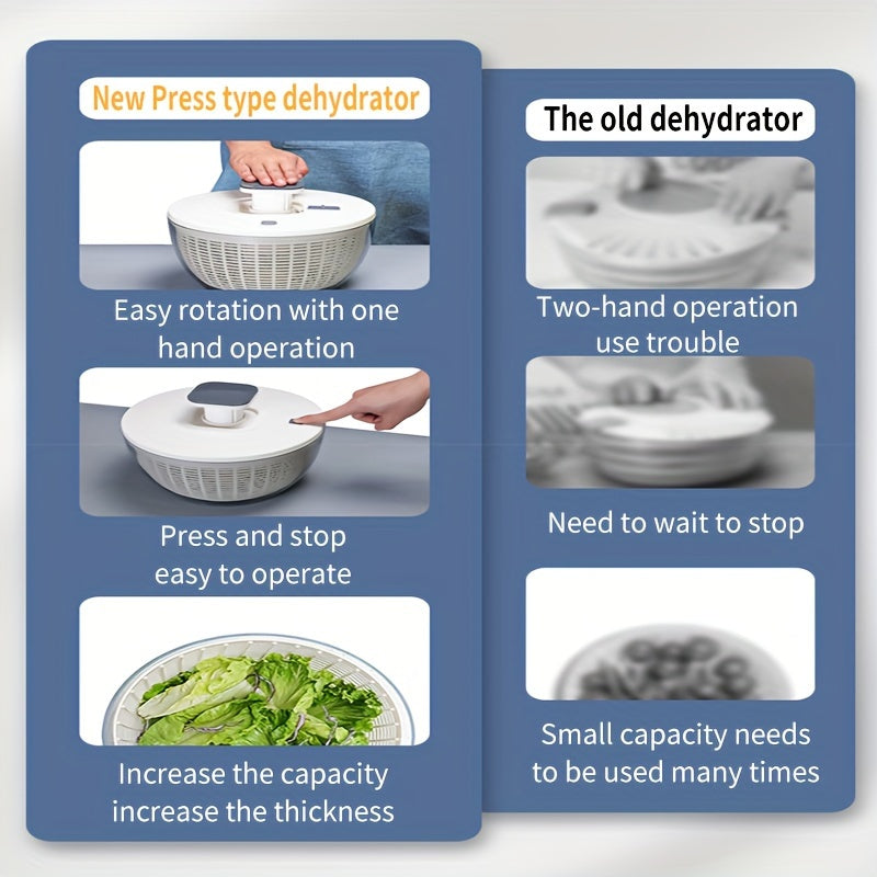 6L Manual Salad Spinner Vegetable Dryer Kitchen Tool for Lettuce Fruits