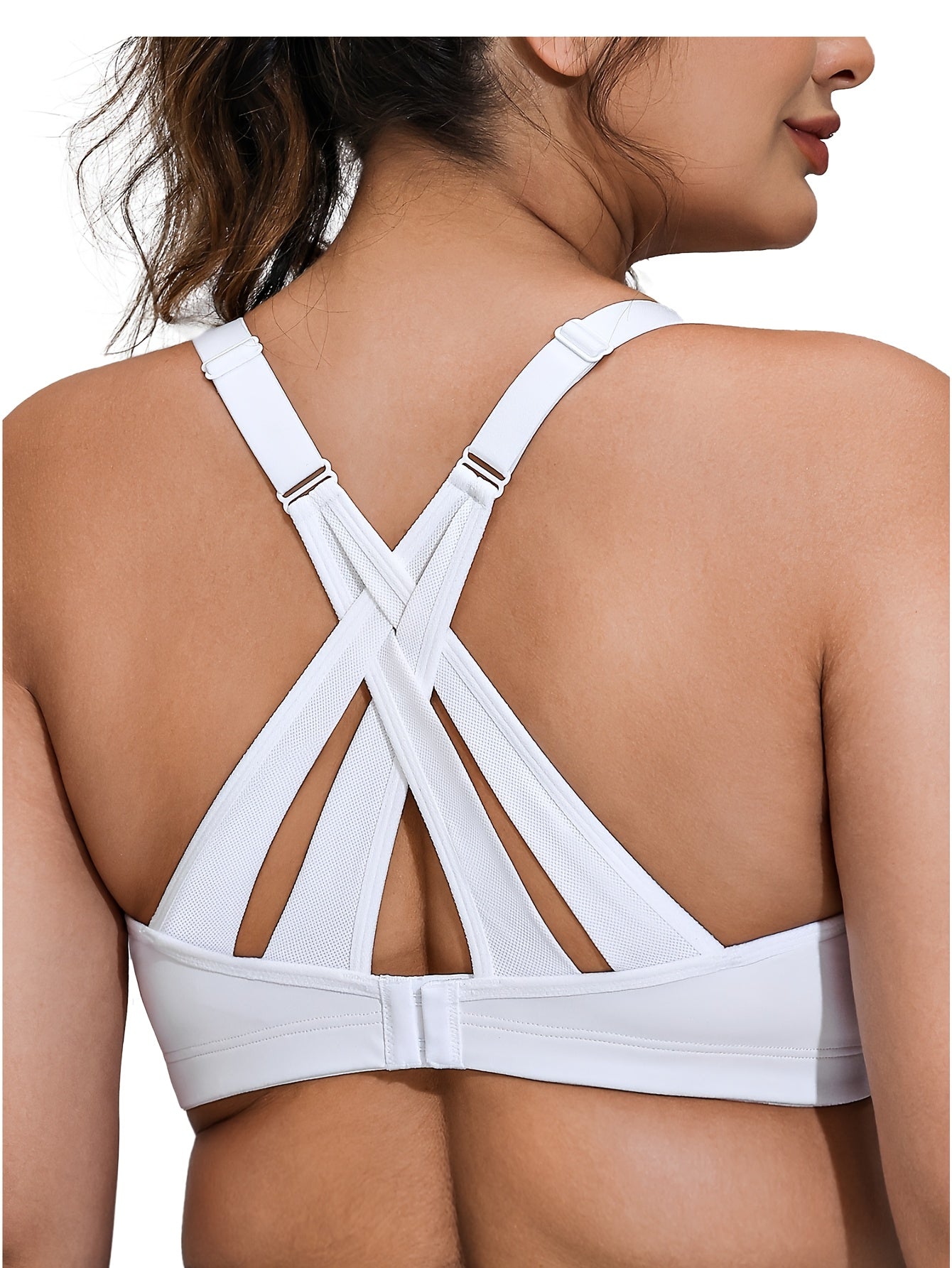Women's Plus Size High Support Sports Bra Adjustable Cross-Back Breathable Running Fitness