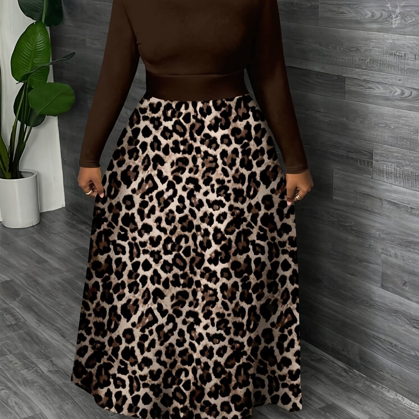 Falda midi acampanada de talla grande para mujer, poliéster, azul vibrante, para todas las estaciones, casual