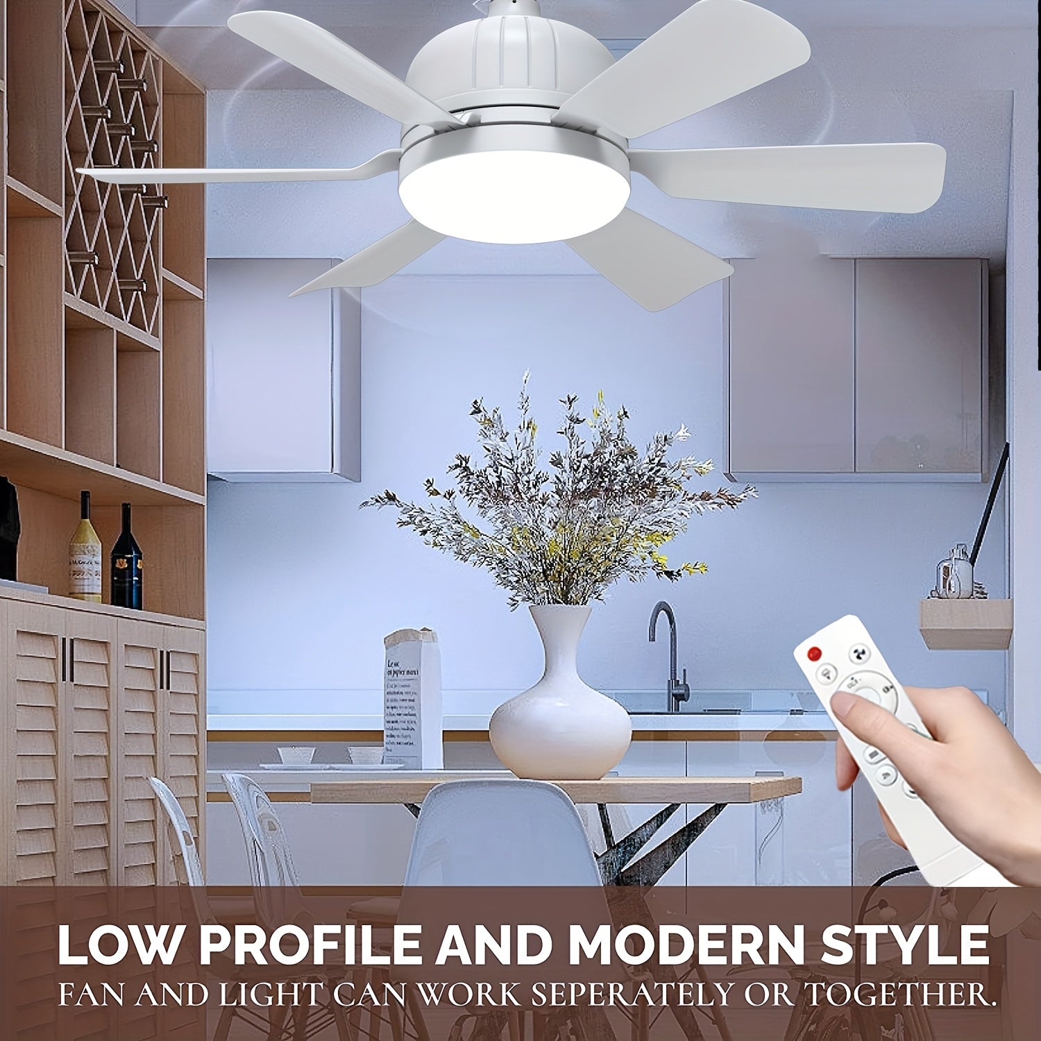 40W White Ceiling Fan Light with Remote Control 51.99cm E26/E27 Dimmable 3-Speed with Memory