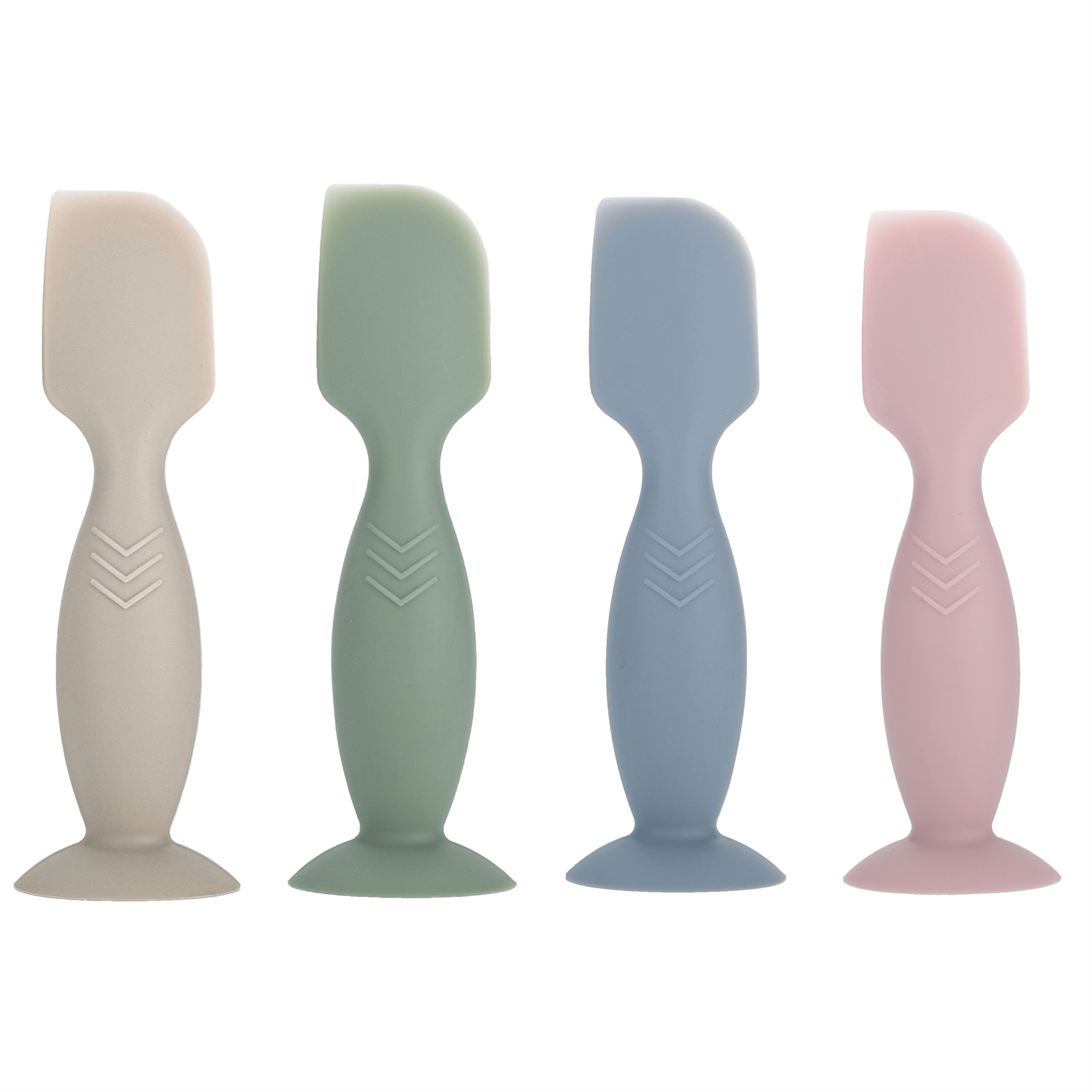 Set of 4 Silicone Spatulas for Baby Butt Paste and Diaper Cream with Suction Base