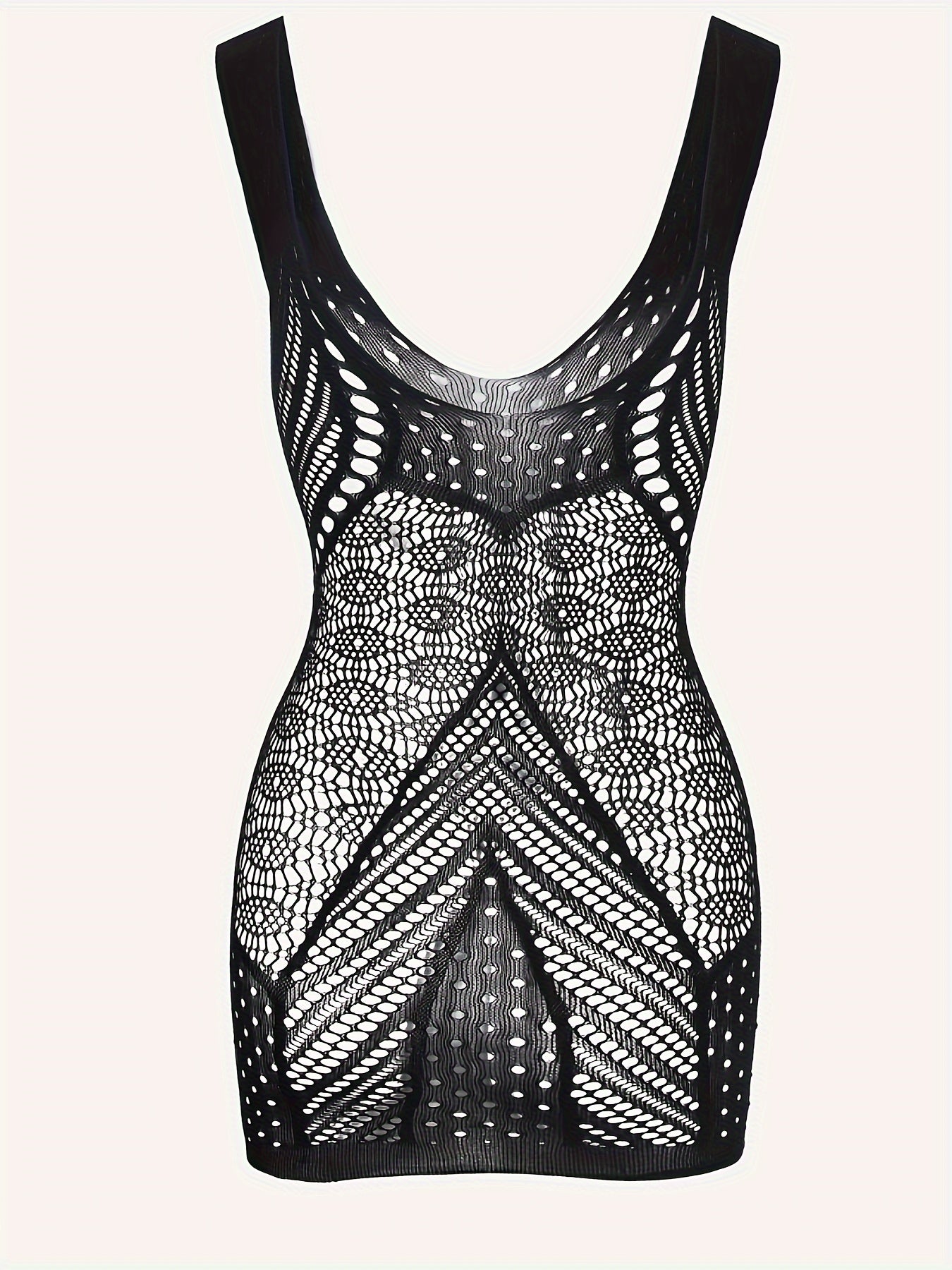 See-Through Mesh Lingerie Dress with Plunging Neckline for Sexy Underwear