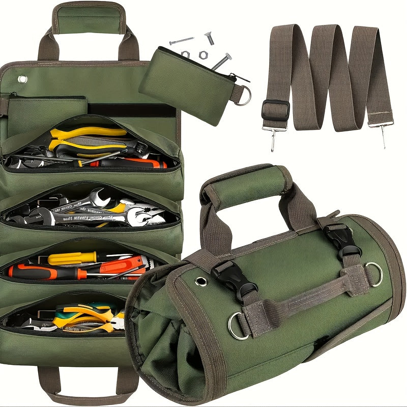 Waterproof Oxford Cloth Tool Bag for Professionals Durable Portable Foldable Green