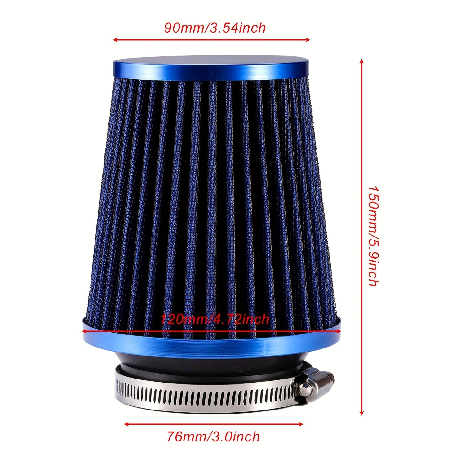 Universal 3-Inch Cold Air Intake Filter for Car Engine High Flow