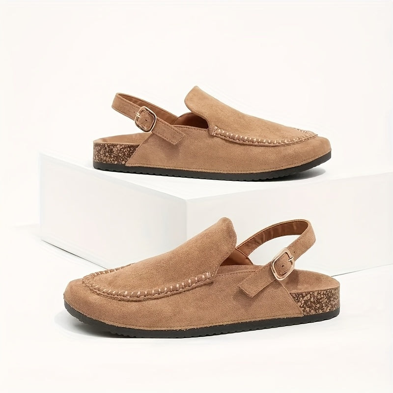 Women Slip-On Adjustable Sandals Beige Flannel Non-Slip Loafers Indoor Outdoor