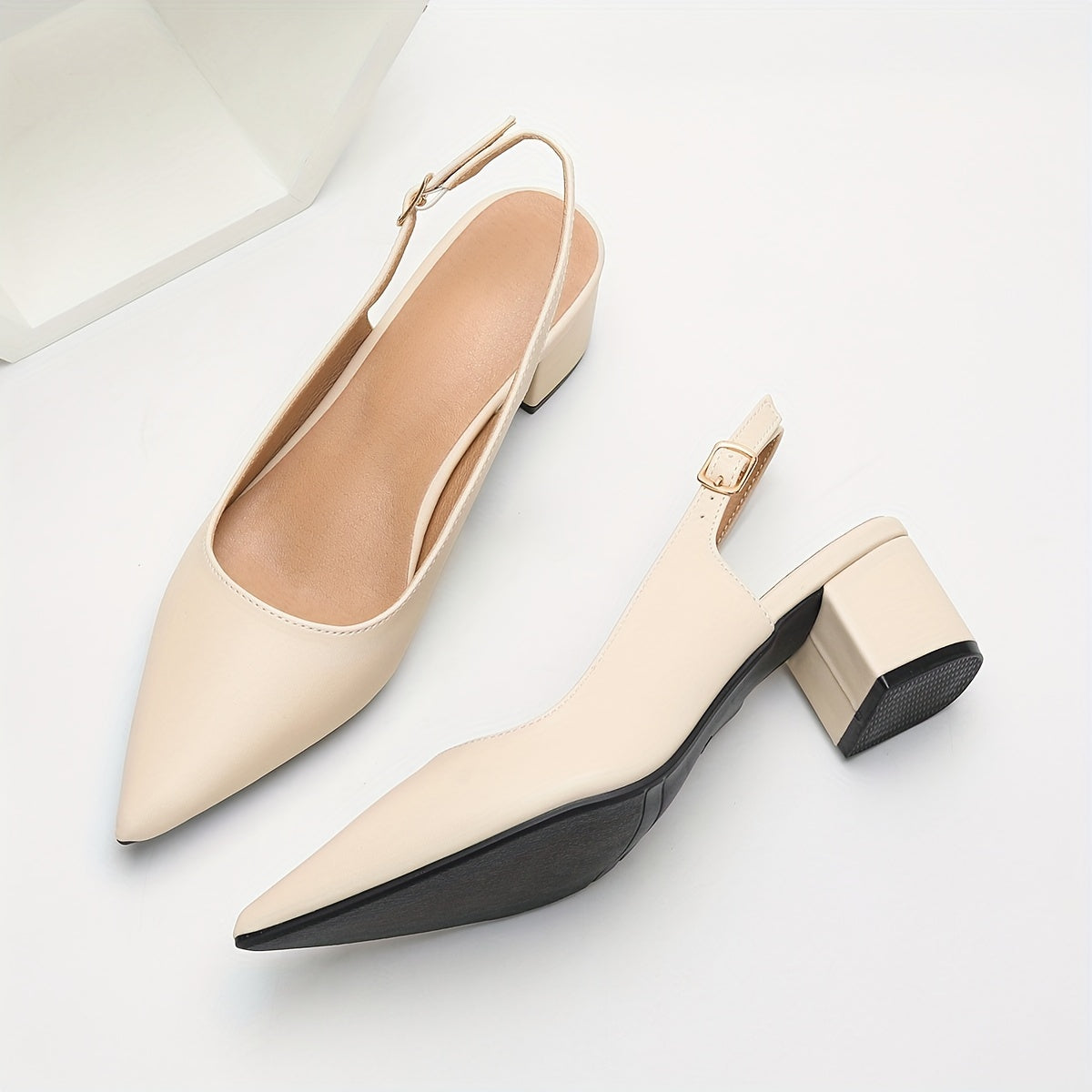 Women's Pointed Toe Block Heel Pumps with Ankle Strap for Parties All Seasons