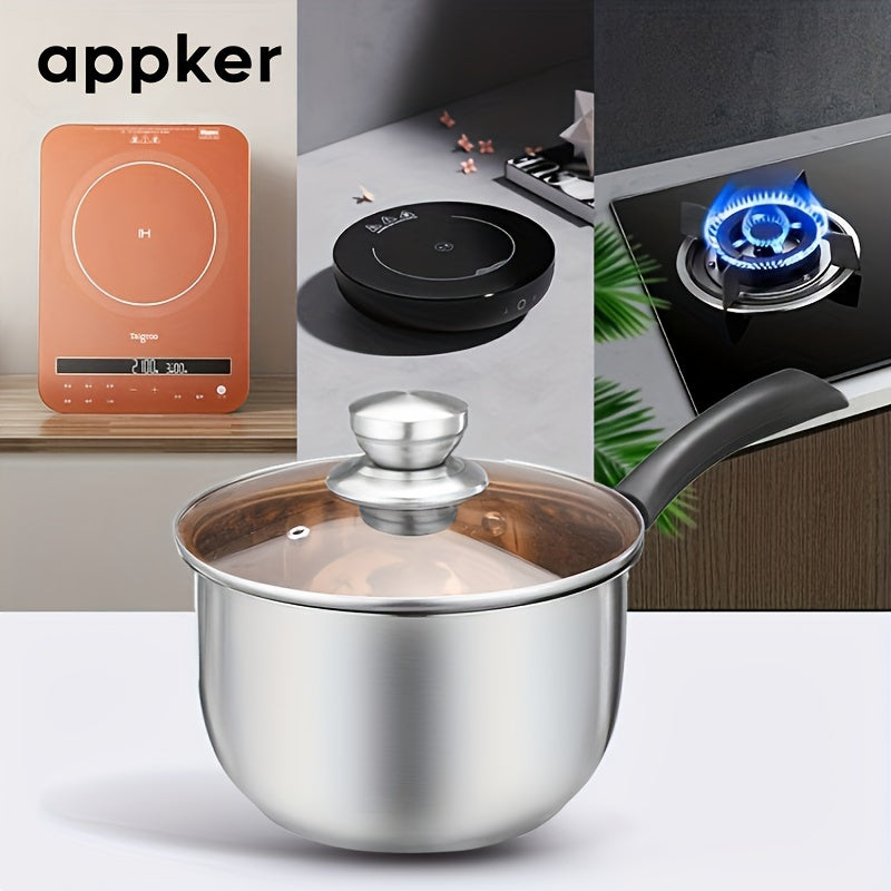 Stainless Steel Soup Pot with Glass Lid and Handle for Induction Cooking