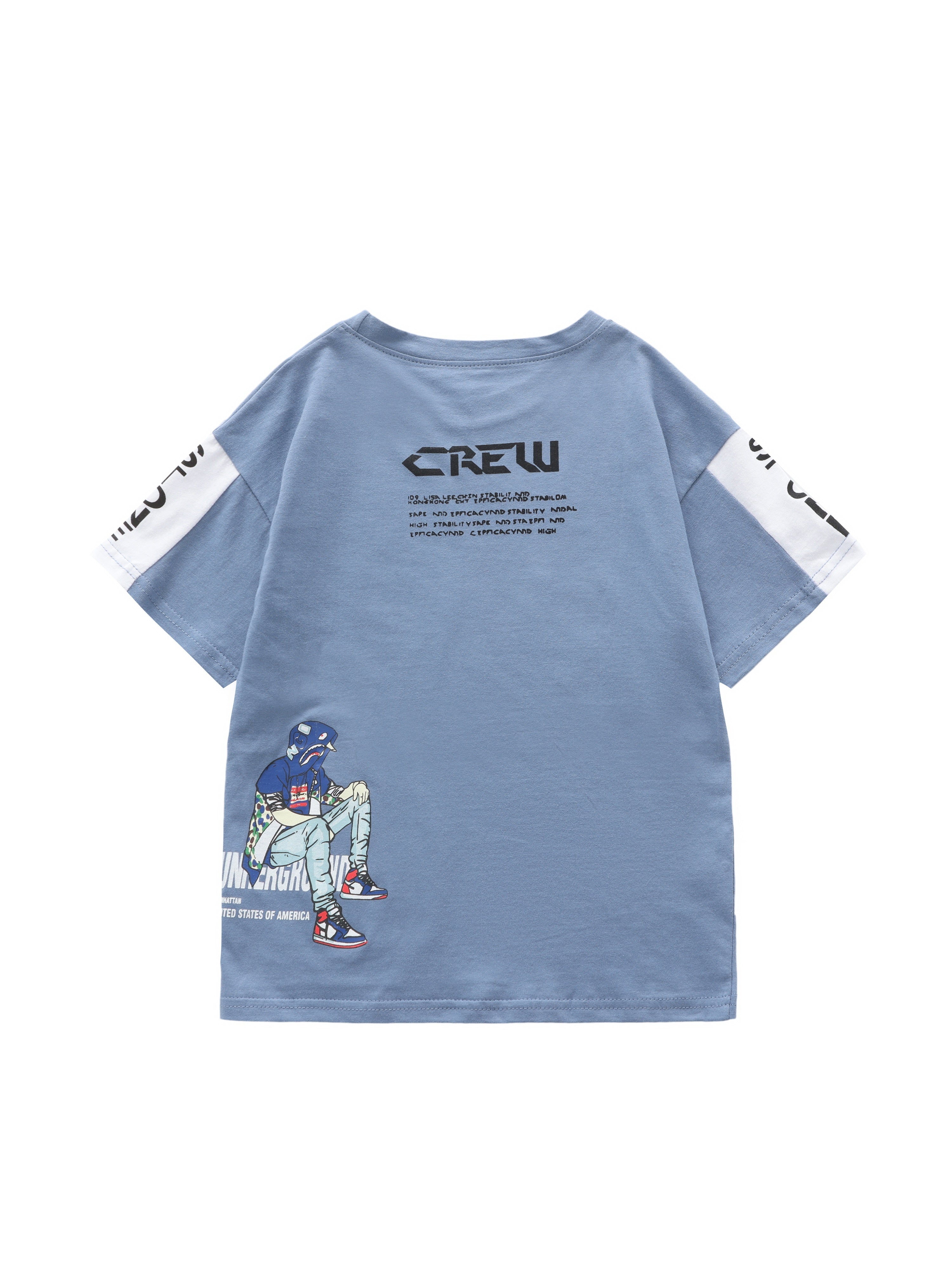 Yigitlar uchun paxta harf grafikasi T-shirt va shortlar to'plami, yoz uchun, 12 yosh va undan kichik bolalar