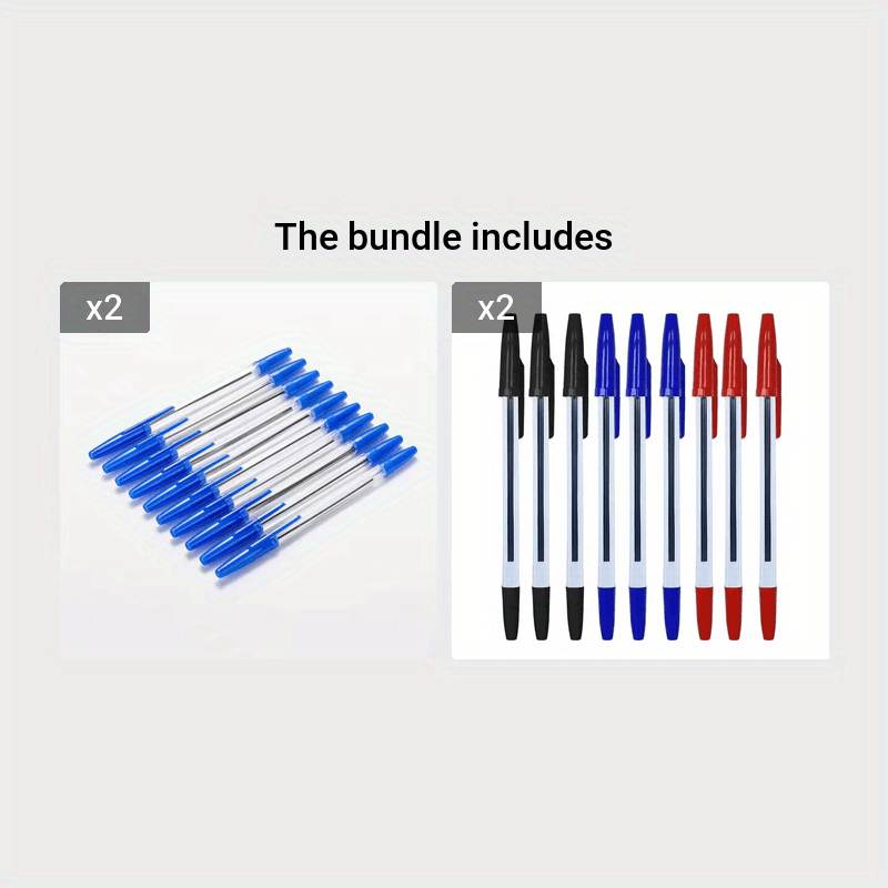 Set of 10 Multicolor 0.7mm Ballpoint Pens for Teens and Adults