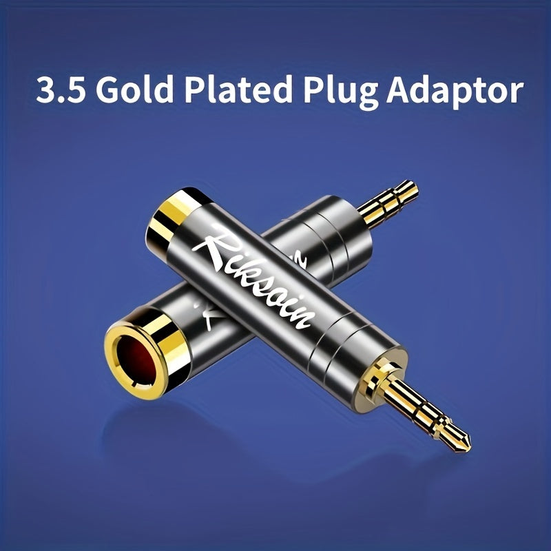 Adaptador de audio de 3.5mm a 6.5mm, chapado en oro, reducción de ruido, aleación gris para instrumentos musicales