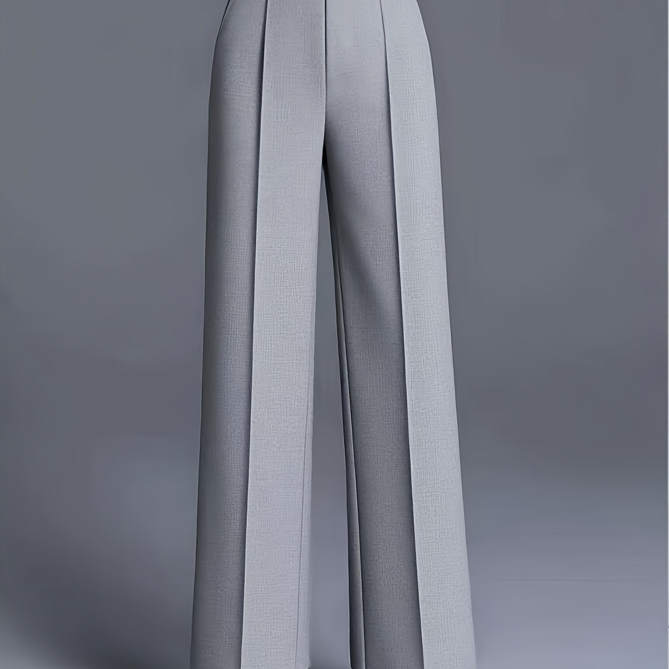 Pantalones de mujer de talla grande con pierna ancha y bolsillos, casual, oficina, color sólido, elásticos