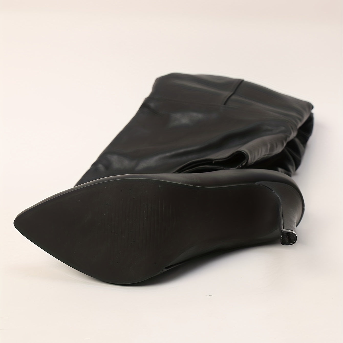 Women's Leather Stiletto Heeled Boots with Pointed Toe and Side Zipper