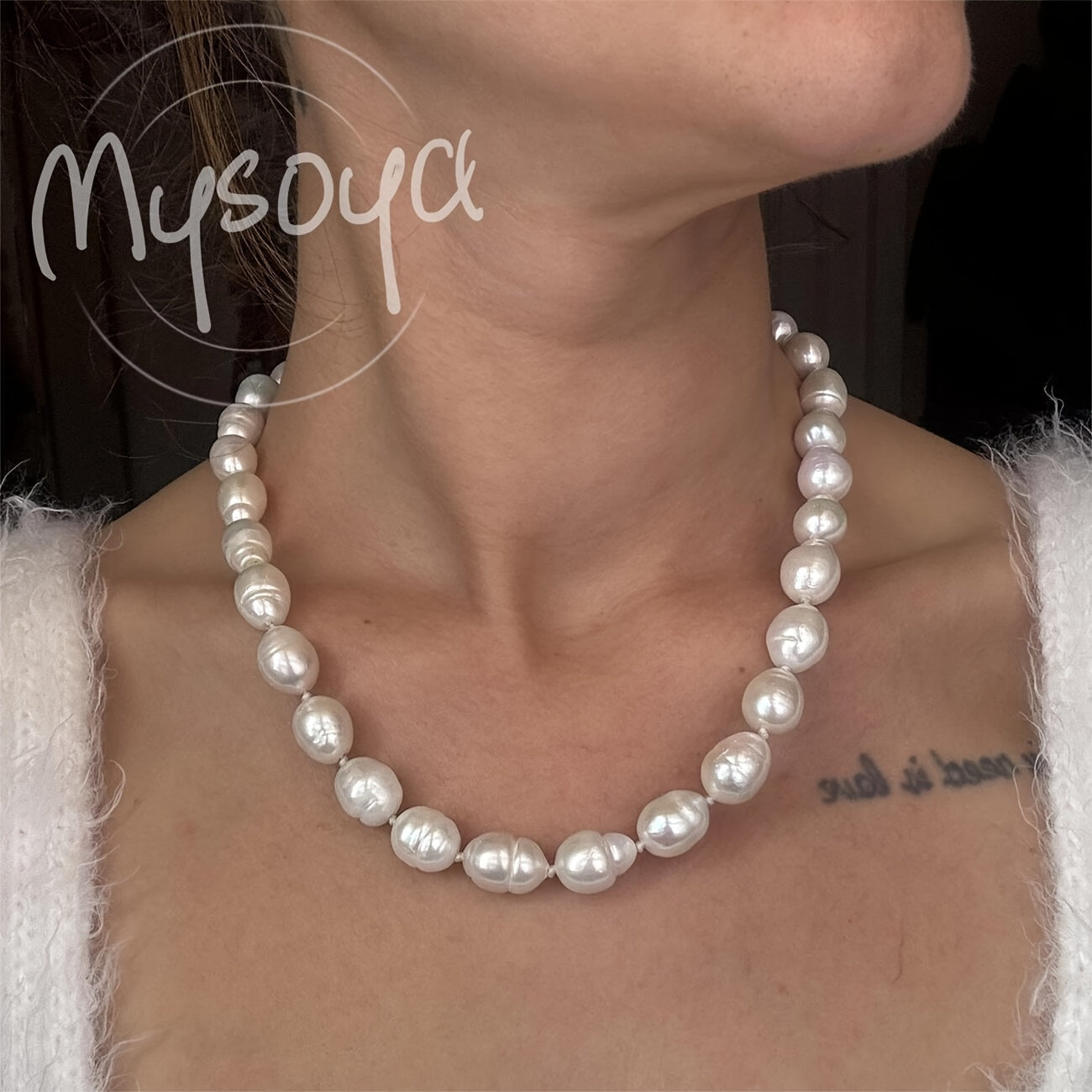 Handcrafted Baroque Pearl Necklace with 10-12mm Natural Freshwater Pearls Gift Box Jewelry