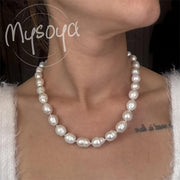 Handcrafted Baroque Pearl Necklace with 10-12mm Natural Freshwater Pearls Gift Box Jewelry