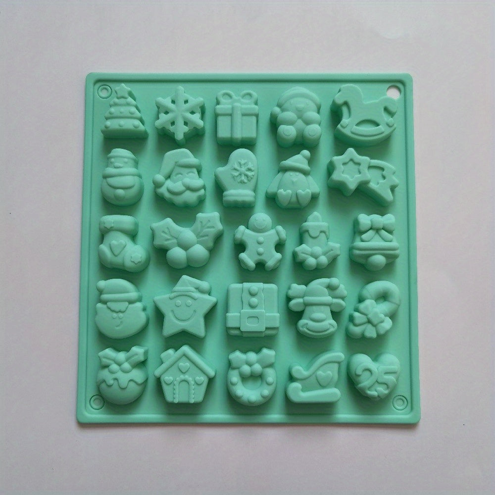 Christmas Chocolate Mold 25 Cavities 3D Silicone Candy and Fondant Baking Tool