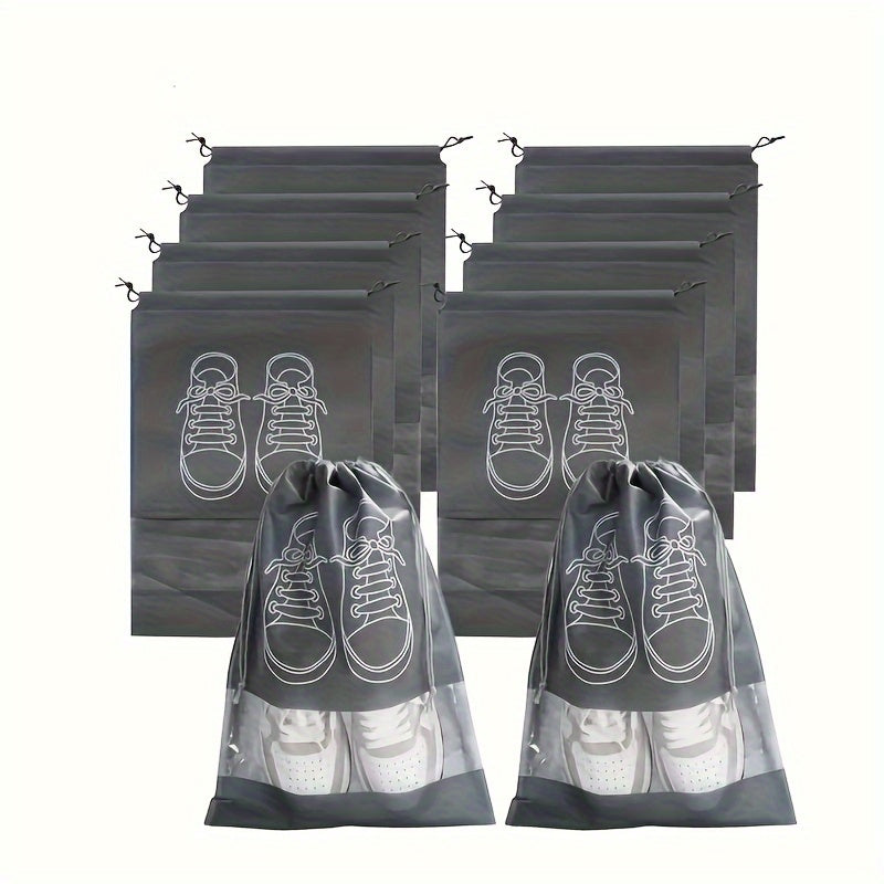5 Pack Waterproof Shoe Storage Bags with Drawstring Non-Woven Fabric for Travel and Closet Organization