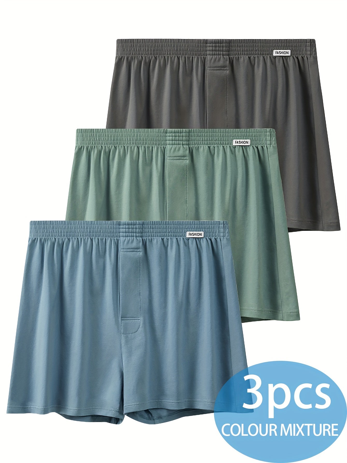 Men's Cotton Boxer Briefs 3-Pack Breathable Stretch Comfort Fit Casual Shorts