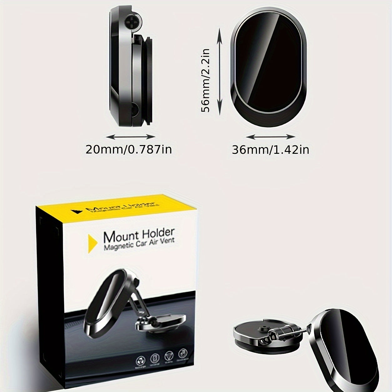 Universal Magnetic Car Phone Mount Zinc Alloy 360° Rotating Dashboard Holder