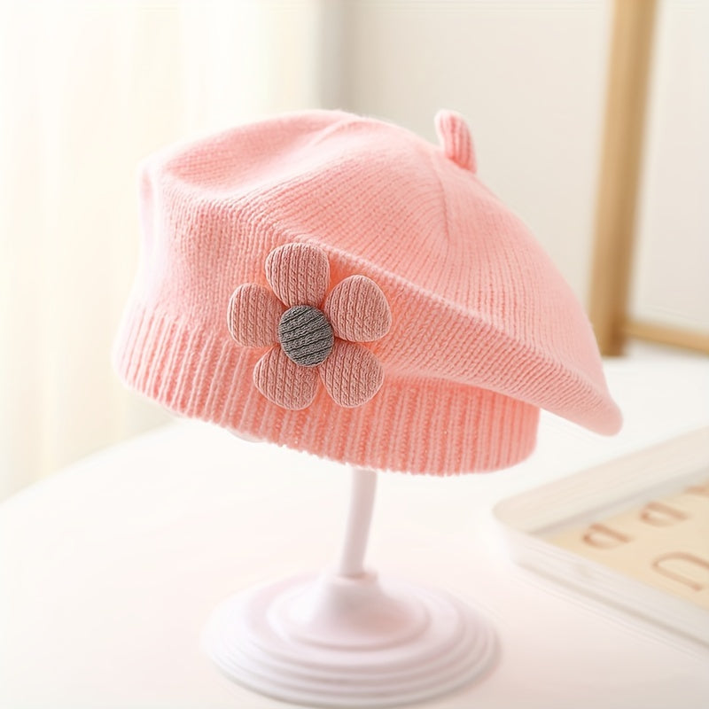 Baby Knitted Wool Beret Hat for 0-3 Year Olds Ear Warmer Autumn Winter Kids Girl Boy