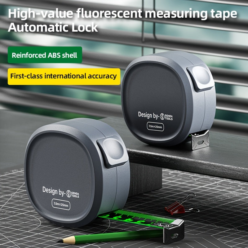 Digital Tape Measure Waterproof ABS Self-Locking Fluorescent Green 5 7.5 10.1 Meter