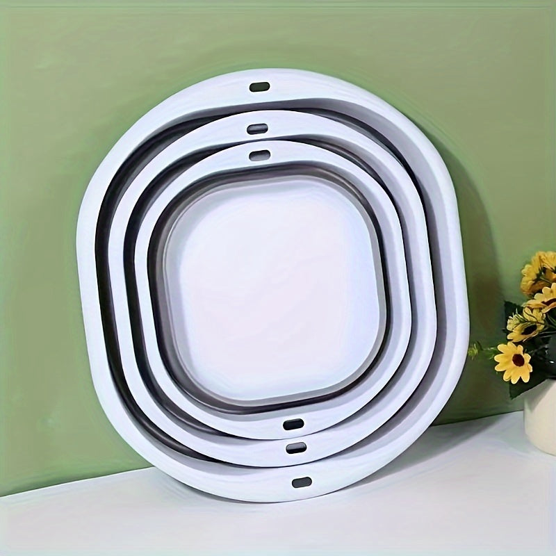 3 to'plam ko'p funksiyali portativ plastik egiluvchan yuvish idishlari, sabzavot idishlari, talaba yotoqxonalari uchun oyoq vannalari yoki oyoq idishlari sifatida foydalanish uchun mos. Zamonaviy kvadrat dizayni mavjud.