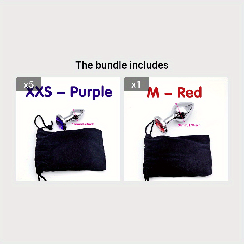 Adult Metal Anal Plug With Jewelry Base Multiple Sizes Butt G-Spot Massage