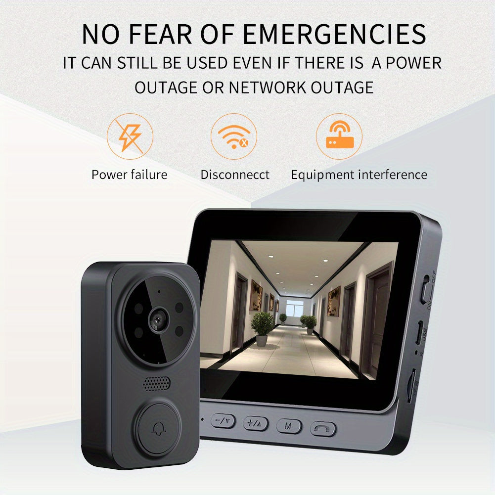 WiFi Video Doorbell with HD Display Two-Way Audio Night Vision Rechargeable Battery Wall Mount