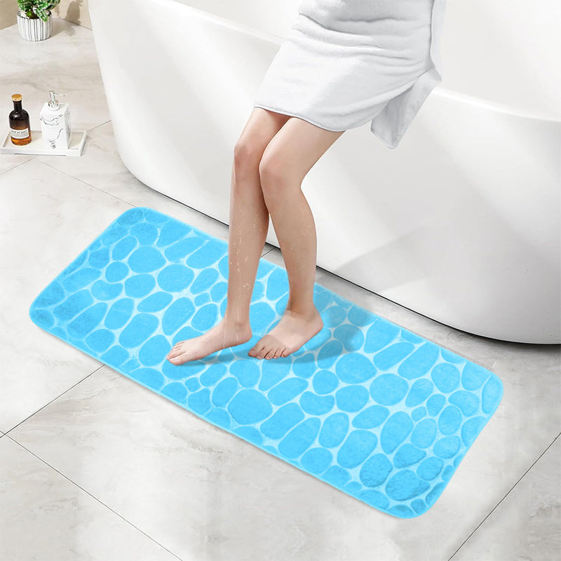 Cobblestone Pattern Memory Foam Bath Mat Non-Slip Absorbent Machine Washable